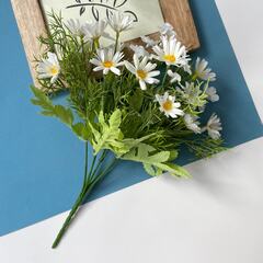 Ромашки белые луговые искусственные, d цветочка - 4 см, букет 30 см, 1 букет.