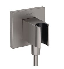 Hansgrohe FixFit E 26889340 Шланговое подключение с держателем ручного душа (чёрный хром шлифованный) фото