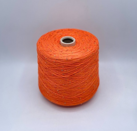G&G Filati  (пр.Италия),art-Bellino, 390м/100гр, 100%Лен+пайетка(золото) , цвет-Оранжевый, арт-34046