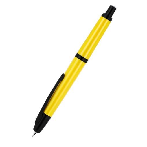 Перьевая ручка Jinhao 20 capless, Китай. Перо EF (0.4 мм) выдвигается нажатием на кнопку. Корпус акрил. Цвет желтый c черным. Распродажа 2500 руб.