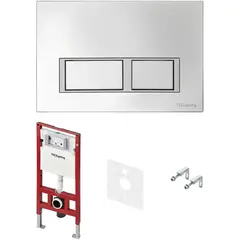TECE S401201 TECEspring комплект 4 в 1 Застенный модуль,панель смыва с прямоугольными кнопками, хром матовый фото