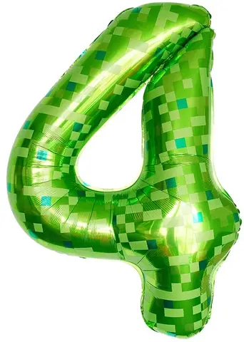 Шар (40''/102 см) Цифра, 4 Пиксели, Зеленый