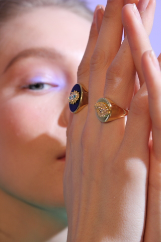 Кольцо-печатка Глаз, серебро 925, позолота 18k 4