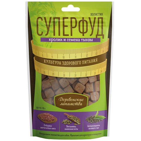Деревенские лакомства СУПЕРФУД Кролик и семена тыквы 90г