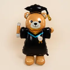 Воздушный шар 3D Мишка Выпускник стоячий