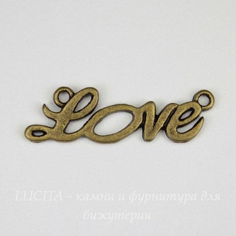Коннектор "Love" (1-1) 33х10 мм (цвет - античная бронза)