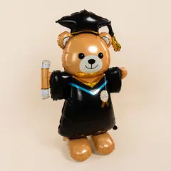 Воздушный шар 3D Мишка Выпускник стоячий