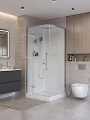 BelBagno UNO-CAB-A-1-90-C-Cr-Bi-TOP-L Душевая кабина с задними стенками, смесителем, верхним и ручным душем, акриловым поддоном и крышей, левосторонняя фото