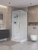 BelBagno UNO-CAB-A-1-90-C-Cr-Bi-TOP-L Душевая кабина с задними стенками, смесителем, верхним и ручным душем, акриловым поддоном и крышей, левосторонняя
