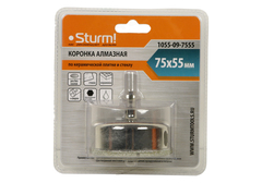 Коронка алмазн. По керам. Плитке и стеклу 75 х 55 мм, с центрир. Сверл. Sturm!