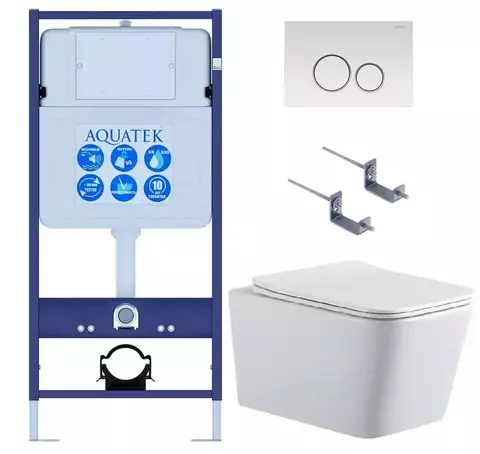 Aquatek Либра New SET AQUATEK ЛИБРА N KDI15 Инсталляция с унитазом и клавишей, цвет: белый