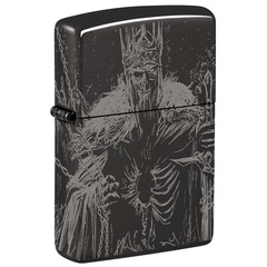 Фото Зажигалка ZIPPO Skull King с покрытием High Polish Black, латунь/сталь, черная, глянцевая, 38x13x57 мм