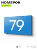 Табличка с номером 79 на дверь квартиры, для офиса, кабинета, аудитории, склада, голубая 120х70 мм, Айдентика Технолоджи