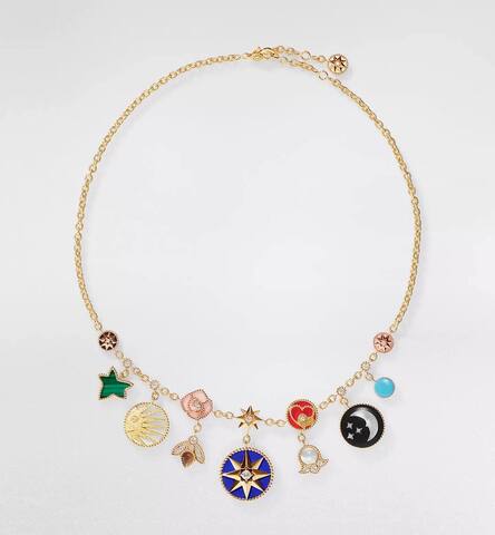 Колье ROSE de VENTS DIOR с подвесками с натуральными вставками rose VGOLD
