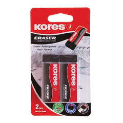 Ластик Kores KE-20 Black виниловый черный 60x21x10 мм (2 штуки в упаковке)