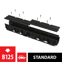 Alcaplast AVZ104-R402 Дренажный канал 100 мм с пластиковой рамой и решеткой из композитного материала, класс В125 фото