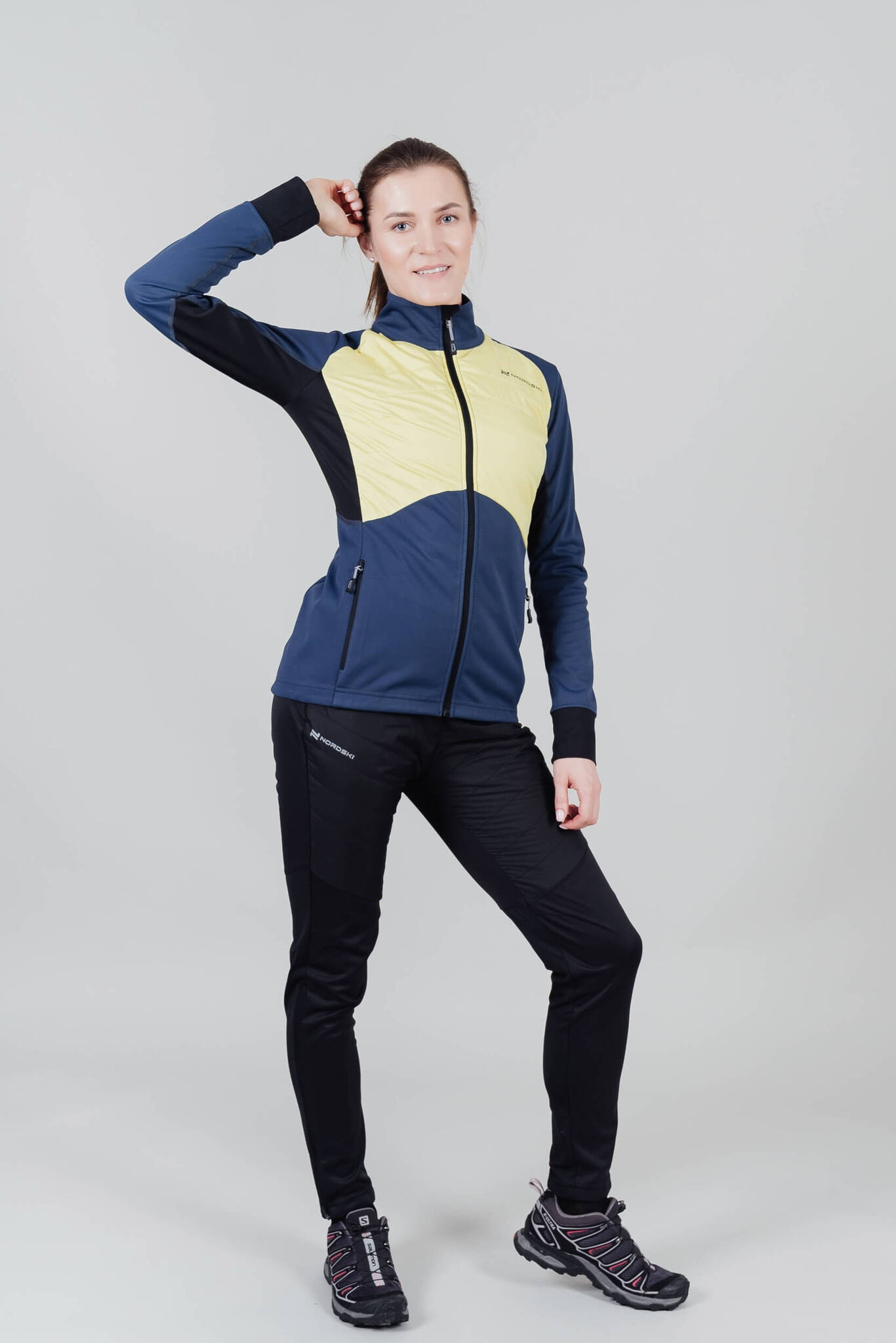 Женская куртка для лыж и бега зимой Nordski Hybrid blue-yellow - 7