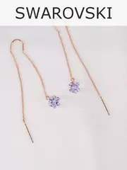 Серьги-протяжки Миражи с сиреневыми кубиками Swarovski