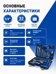Набор инструмента универсальный КОБАЛЬТ 1/2