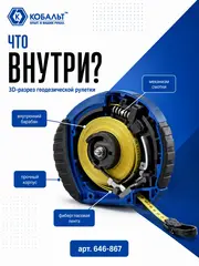 Рулетка геодезическая КОБАЛЬТ 20м x 13мм закрытый корпус (фибергласовая лента) (646-867)