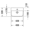 Duravit P3 Comforts 716450000 Раковина для рук с перел., с 1 отв. под смес., вкл. заглушку для перелива, хром, 450x320мм, цвет: Белый