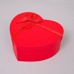 Коробка подарочная Сердце, с бантом, Красный, 22*20*9 см