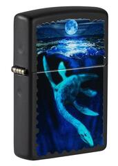 Фото Зажигалка ZIPPO Lock Ness с покрытием Black Light, латунь/сталь, черная, матовая
