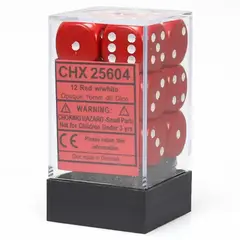 Chessex 12-D6 set (16mm) - Opaque Red/White