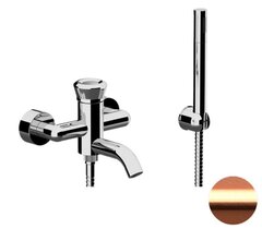 Remer Element ET02RP Смеситель для ванны душа, с держателем и ручным душем, цвет: медь брашированная фото