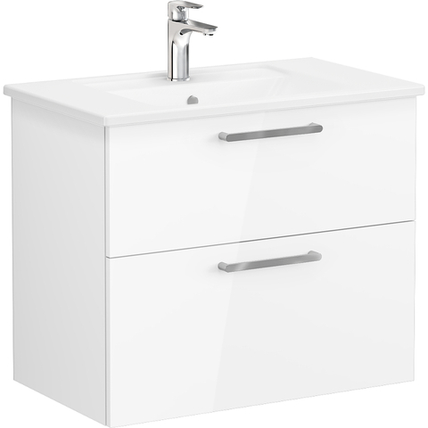 VitrA Root 66306 Тумба 80 см с квадратной раковиной, 2 ящика, глянцевый белый