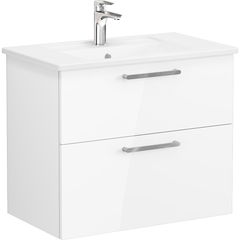 VitrA Root 66306 Тумба 80 см с квадратной раковиной, 2 ящика, глянцевый белый фото