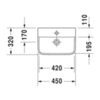 Duravit P3 Comforts 716450060 Раковина для рук с перел., Без отв. под смес., вкл. заглушку для перелива, хром, 450x320мм, цвет: Белый