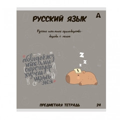 
          Тетрадь предметная 24л. А5 "Русский язык " со справочным материалом, скрепка, мелованный картон (стандарт), блок офсет, Alingar "Капибара"