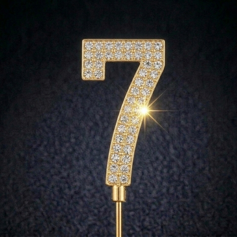Декоративное украшение для торта со стразами «Цифра 7» (4см, золото)