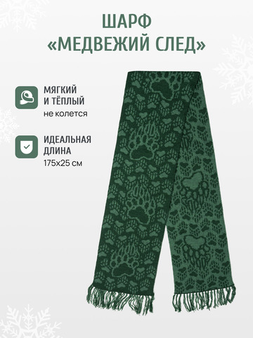Набор шапки и шарфа зелёного цвета (С бахромой)