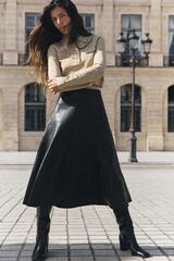 ZARA ТРИКОТАЖНЫЙ ПОЛО С ПЛАНКАМИ, РЫЖЕВАТО-КОРИЧНЕВЫЙ