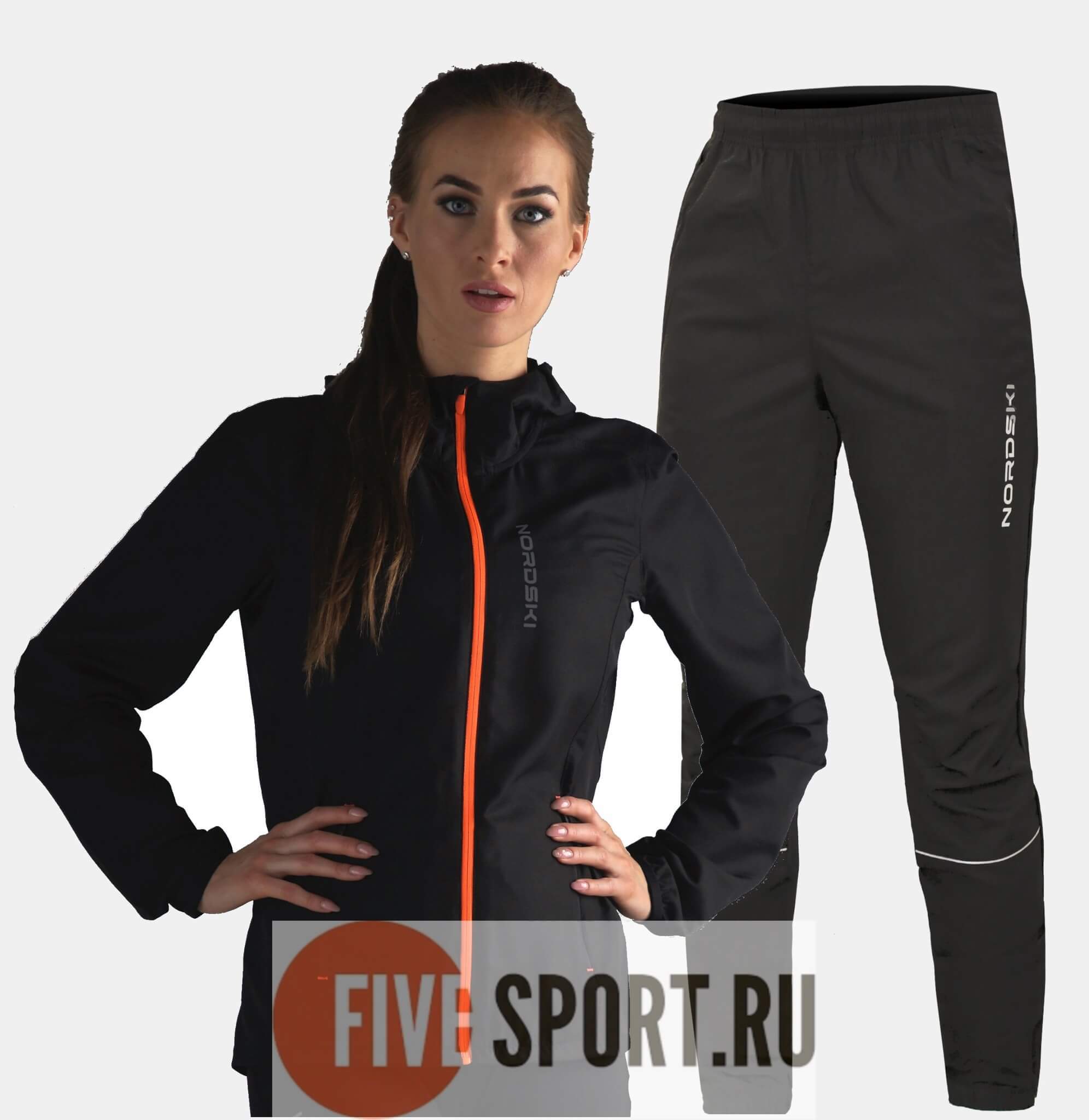 Nordski Run костюм для бега женский Black-Orange