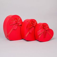 Коробка подарочная Сердце, с бантом, Красный, 22*20*9 см