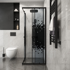 Душевое ограждение Niagara Eco NG-1009-14QBLACK (90х90х190) квадрат,раздвижное,черный,стекло мозаика,1 место