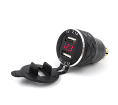 Переходник для мини-розетки на два USB-порта и вольтметр (BMW, Triumph, KTM и т.д.)