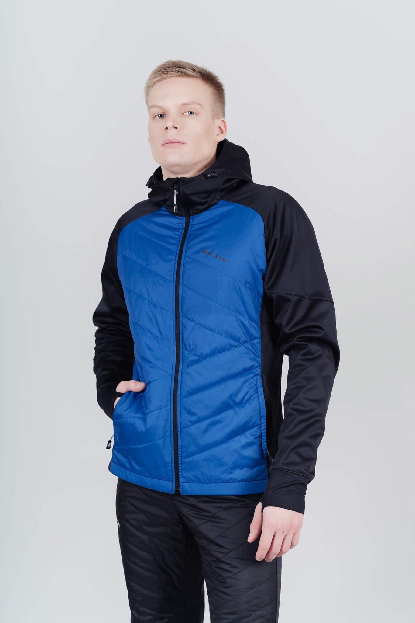 Мужской беговой костюм с капюшоном Nordski Hybrid blue - 2
