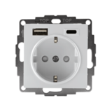 Розетка 16А с 2 USB A+C, 5В/2,4А/3,0А, 2х5В/1,5А - AtlasDesign - белый — фото 3