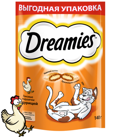 Dreamies лакомство для взрослых кошек с курицей 140 г