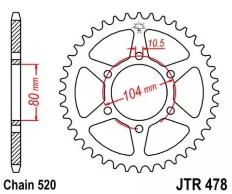 Звезда JT ведомая JTR478.43 зуб KAWASAKI ZX6-R Z750 R