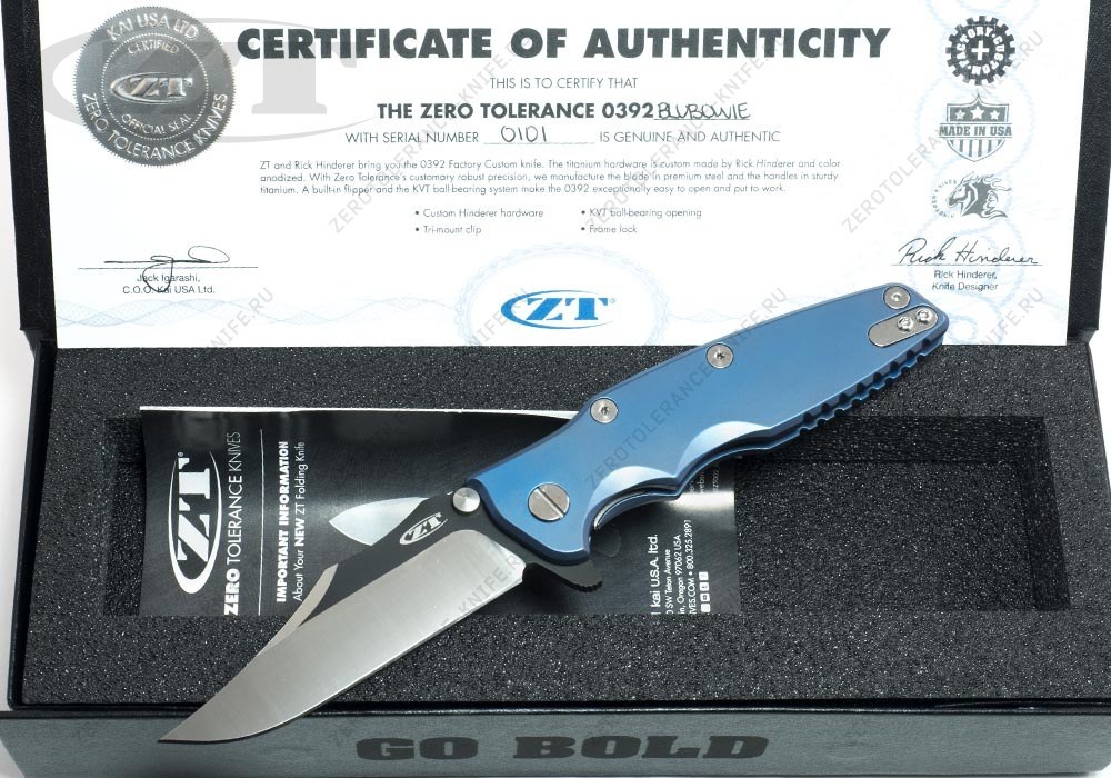 Нож Zero Tolerance 0392BLUBOWIE Hinderer - фотография 