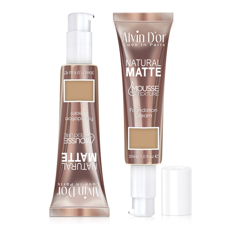 Alvin d'or AD-69 Тональный крем-мусс для лица 03 тон тёмный бежевый, natural matte mousse