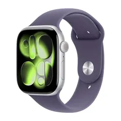 Умные часы Apple Watch Series 11 GPS, 46mm, Silver Aluminium Case with Purple Fog Sport Band, S/M