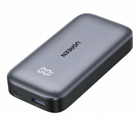 Внешний аккумулятор UGREEN PB502 (25185) 10000mAh Mini Quick Charging 30W Power Bank 30W с цифровым экраном,  серый