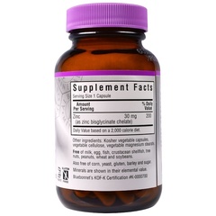 Bluebonnet Nutrition, Хелатный цинк, 90 растительных капсул