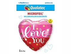 Шар Q 18''/46 см, Сердце, I Love You, розово-красное, полосы, 1 шт. (В упаковке)
